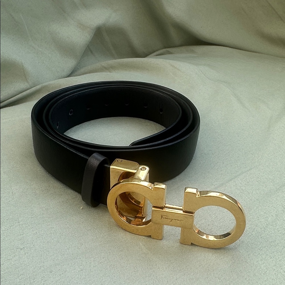 Ferragamo Reversible Gold Hardware Belt